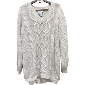 Soft Surroundings Sweater Women Size M Cream Silk Nylon Angora Blend PILLING